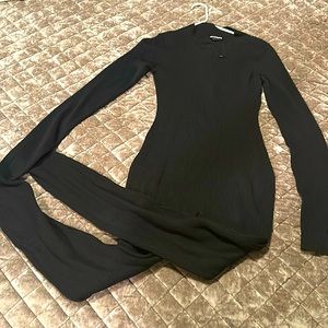 Black Zip Detail Knitted Jumpsuit